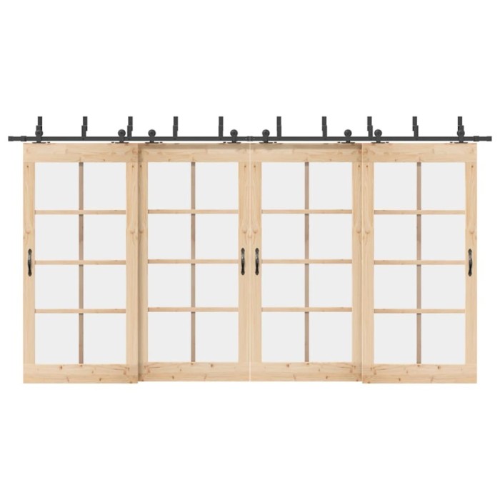 Set feronerie pentru uși glisante, negru, 427 cm, oțel