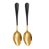 Set 2 lingurite Pufo Luxury pentru desert, fructe, servire ceai, otel, 12 cm, auriu/negru