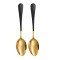 Set 2 lingurite Pufo Luxury pentru desert, fructe, servire ceai, otel, 12 cm, auriu/negru