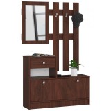 Cumpara ieftin Set mobilier hol, placa laminata, cu pantofar, cuier, oglinda, wenge, 90x25x70/100 cm, Artool