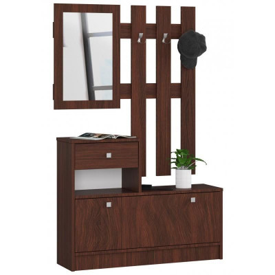 Set mobilier hol, placa laminata, cu pantofar, cuier, oglinda, wenge, 90x25x70/100 cm foto