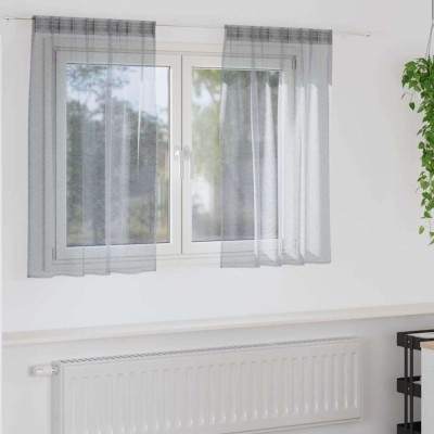 vidaXL Perdele cu perdele 2 pcs Gri &amp;icirc;nchis 140x140cm Poliester 4108027 foto