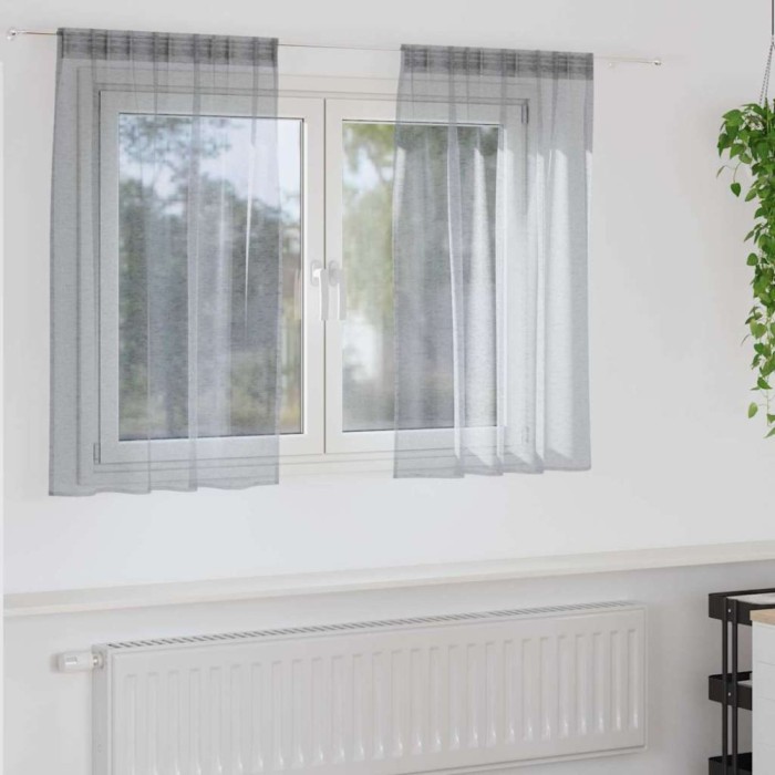 vidaXL Perdele cu perdele 2 pcs Gri &icirc;nchis 140x140cm Poliester 4108027
