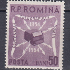 ROMANIA 1954 LP 379 CENTENARUL TELEGRAFULUI ROMAN MNH