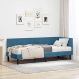 Cumpara ieftin Cadru de pat colțar cu saltea albastru 80 x 200 cm Catifea