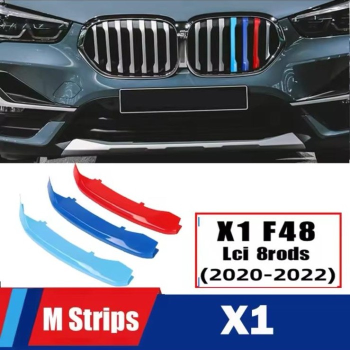 Set ornamente plastic grila fata compatibil BMW X1 2020 - 2022 F48 8B lci