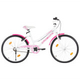 Bicicleta pentru copii, roz si alb, 24 inci GartenMobel Dekor, vidaXL