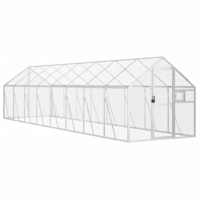 Voliera de pasari, argintiu, 1,79x8x1,85 m, aluminiu foto