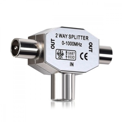 Splitter antena de semnal digital coaxial, Kwmobile, Argintiu, Metal, 39224 foto