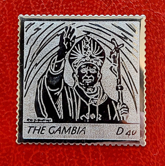 Gambia 2005, Papa Ioan Paul II, timbru din argint/embosat, Mi. 5565/6 Euro,MNH