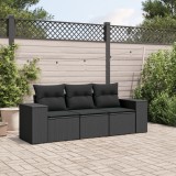 VidaXL Set mobilier de grădină cu perne, 3 piese, negru, poliratan 3222254