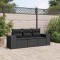vidaXL Set mobilier de grădină cu perne, 3 piese, negru, poliratan 3222254