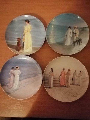 4x farfurie portelan Bing &amp;amp; Grondahl picturi renumite P. S. Kroyer Danemarca foto