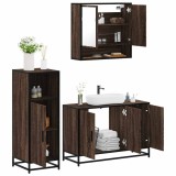 Gossi set mobilier de baie, 3 piese, stejar maro, lemn prelucrat
