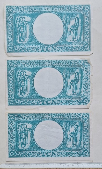 Lot 3 bancnote recuzită teatru &ndash; Teatrul Național &amp; C.I. Nottara &ndash; 1965