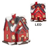 Cumpara ieftin Casuta Craciun polirasina multicolora cu led 6x5x7 cm