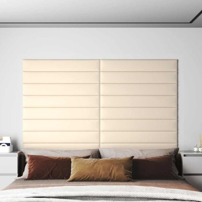 Panouri de perete 12 buc. crem 90x15 cm catifea 1,62 m&amp;sup2; foto