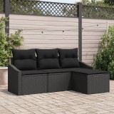 Gossi set canapea pentru gradina cu pernite negru din poliratan