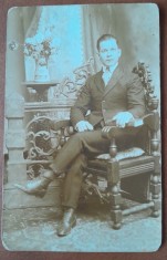 Fotografie tip carte postala, necirculata, barbat Stefan Vintila, perioada interbelica