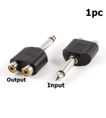 Adaptor 6.35mm Mono Tata la 2x RCA Mama-Conținutul pachetului 1 Bucată foto
