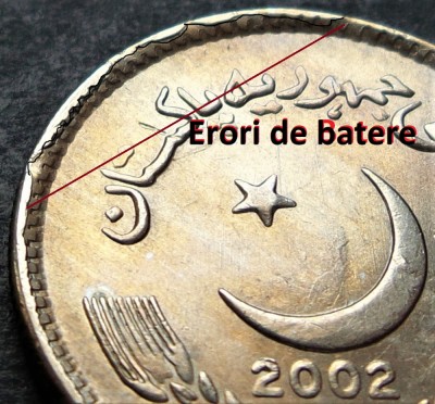 Moneda exotica 5 RUPII - PAKISTAN, anul 2002 *cod 2328 = UNC + ERORI BATERE foto