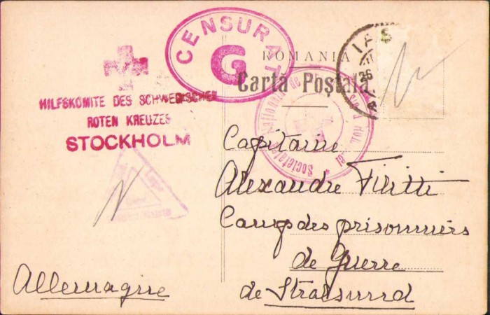 HST 321S Carte poștală prizonier război 1917 căpitan Filiti Șarja Robănești