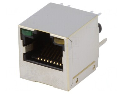 Soclu RJ45 Ecranat cu LED 8p8c THT foto