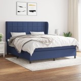 Cumpara ieftin Pat box spring cu saltea, albastru, 180x200 cm, material textil