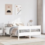 Gossi cadru de pat fara saltea, alb, 160x200 cm, lemn masiv pin