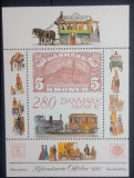 Danemarca 1987 Locomotiva cu vagon postal ,Expoziția internațională HAFINA &#039; 87 bloc stampilat