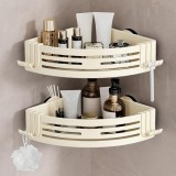 Raftă de colț pentru duș, fără foraj, cu ventuze &ndash; Set de 2, crem