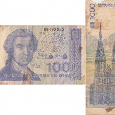 1991 (8 Octombrie), 1.000 Dinara (P-22a) - Croaţia