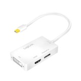 CABLU video LOGILINK, adaptor mini DisplayPort (T) 1.2 la HDMI (M) + DVI (M) + DisplayPort (M), 0.15m, rezolutie maxima 4K UHD (3840 x 2160) la 60 Hz,