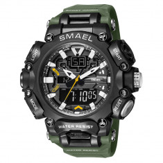 Ceas barbatesc Smael Sport Dual time Afisaj Digital Data Verde