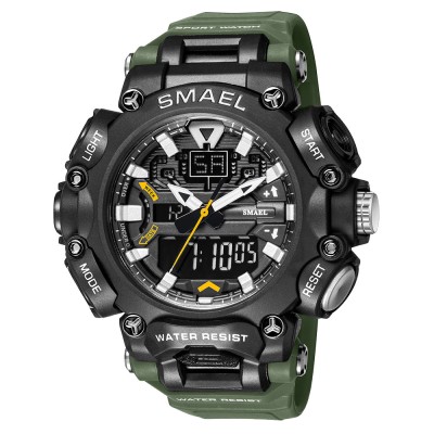 Ceas barbatesc Smael Sport Dual time Afisaj Digital Data Verde foto