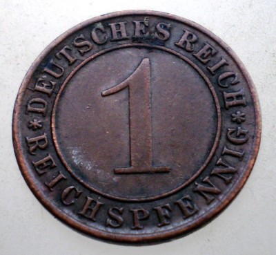 B.289 GERMANIA WEIMAR 1 REICHSPFENNIG 1935 D foto