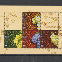 ROMANIA 2005 VITICULTURA - Bloc cu 4 timbre si 2 viniete LP.1685 MNH**