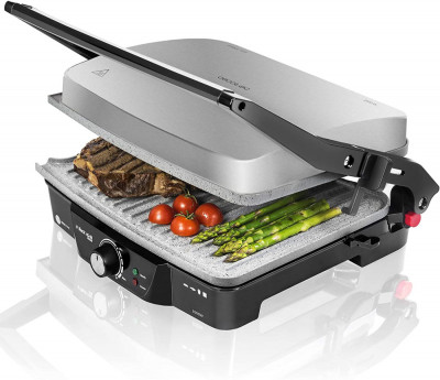 Grill Cecotec 2 in 1, Rock nGrill 2000 W, regulator de putere, piatra antiaderenta, gratar electric si aparat de facut sandvisuri foto