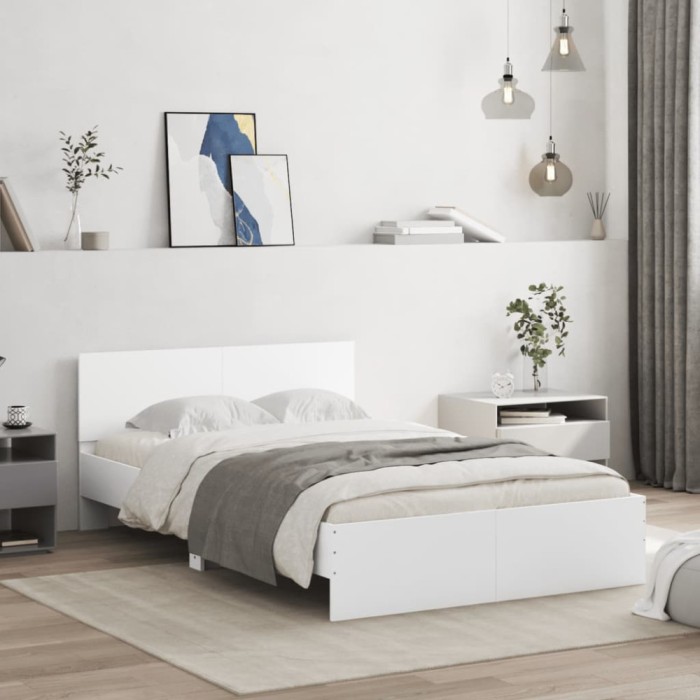 Gossi cadru de pat cu tablie, alb, 135x190 cm