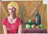 Tablou / lucrare LEPADATESCU Saftica Simona, cca 70 x 50, acrilic pe carton subtire, stampila Universitatea de Arta Bucuresti pictor roman arta, Portrete, Impresionism