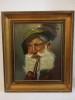 Lucrare &icirc;n ulei portret bătr&acirc;n cu pipa, Portrete, Realism