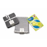 Set bucatarie cu prosoape din bumbac si bureti din silicon, 5 piese