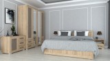 Dormitor Palermo Sonoma+Trufe, 6 Piese, Pal Melaminat 16mm, Pat 165x204 cm, Sifonier 160x204x53 cm, Noptiere, Comoda