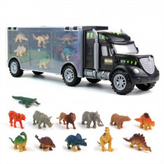 Camion de Transport Dinozauri &quot;Dino World&quot; cu 12 Figurine Animale - Aventuri Jurasica pentru Copii