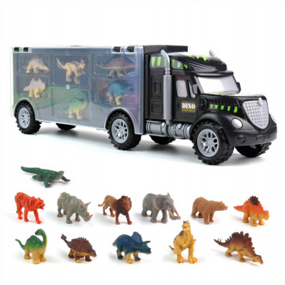 Camion de Transport Dinozauri &amp;amp;quot;Dino World&amp;amp;quot; cu 12 Figurine Animale - Aventuri Jurasica pentru Copii foto