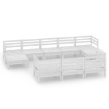 Set mobilier relaxare gradina, 10 piese, alb, lemn masiv de pin