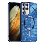 Husa premium Samsung Galaxy S21 Ultra 5G Techsuit Luxury Glitter MagSafe, albastru