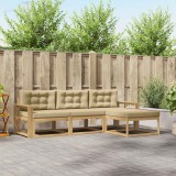 vidaXL Set de canapele de exterior cu pernă 4 pcs Alb și Bej Poliester 3386277