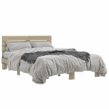 Cumpara ieftin Cadru de pat, stejar sonoma, 140x200cm, lemn prelucrat si metal