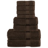VidaXL Set de prosoape premium SOLUND, 8 piese, maro, 600 g/m&sup2;